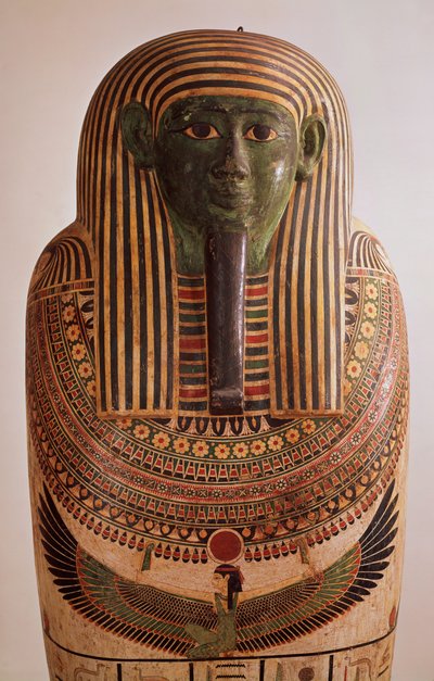Tapa exterior del sarcófago de Psametik I (664-610 a.C.) Periodo Tardío de Egyptian 26th Dynasty